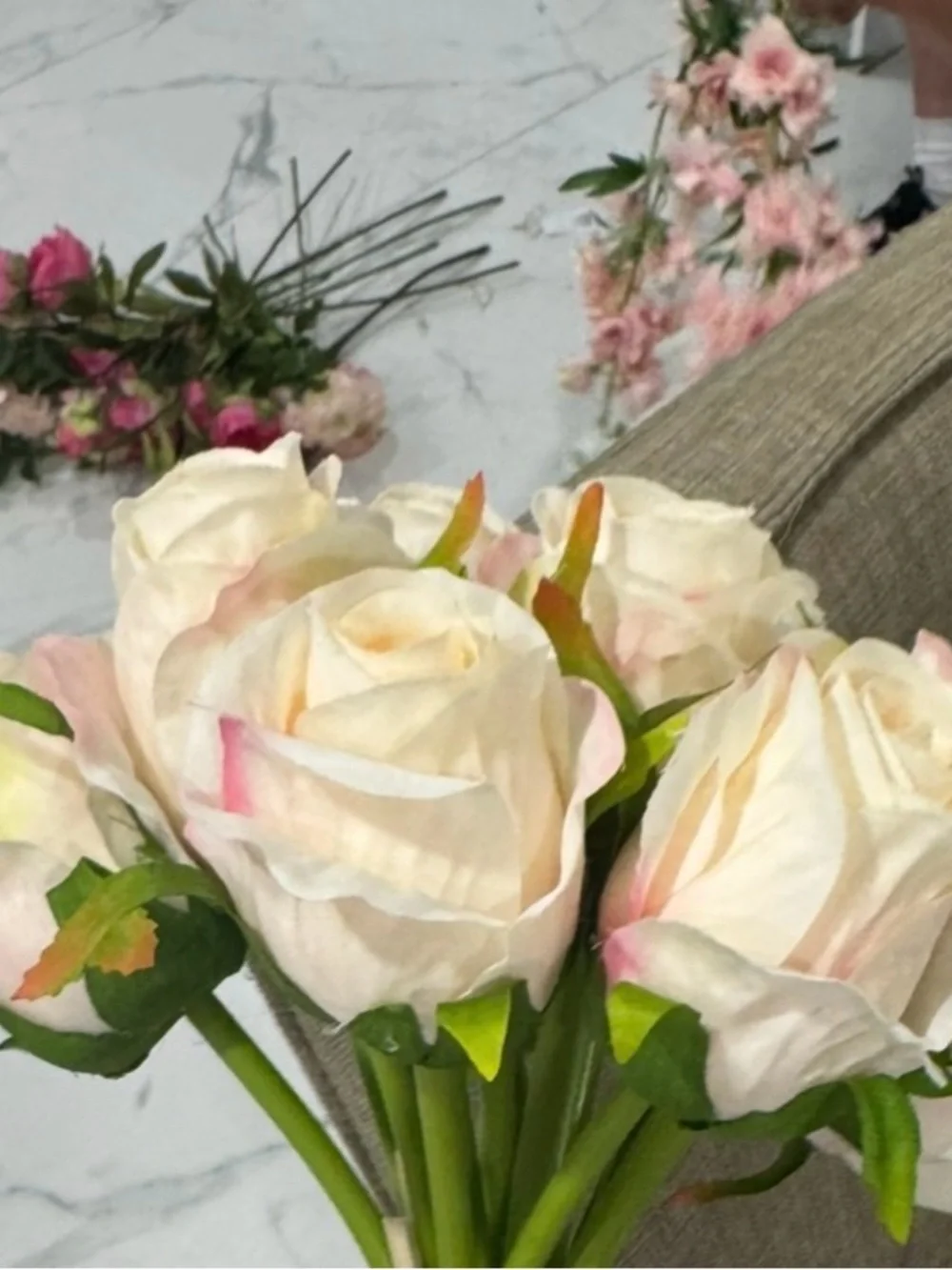 Bulk Assortment of Pink and White Realistic Floral Arrangement